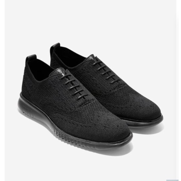 NEW! Cole Haan Men's 2.Zerogrand Stitchlite Wingtip Oxford Shoes Black Sz 8 $209